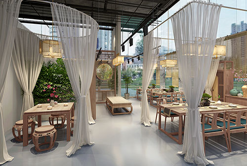 襄城200平禅意中式风格奶茶咖啡店装修设计效果图