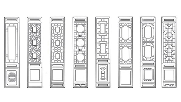 襄城喜迎门中式花格CAD设计图样式大全