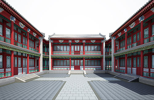 襄城北京四合院设计古建筑鸟瞰图展示